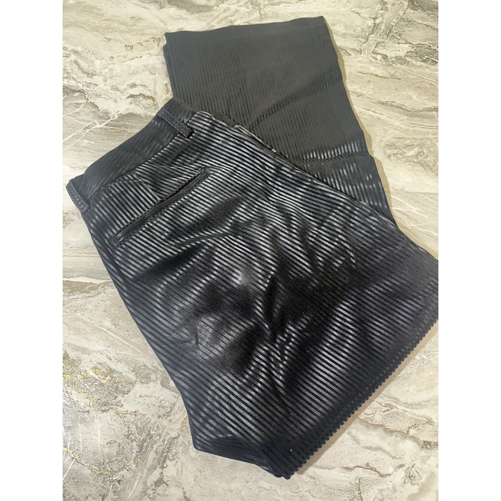 7 Diamonds Chino Pants Black Stripe 34x34 Pockets Men's Shiny